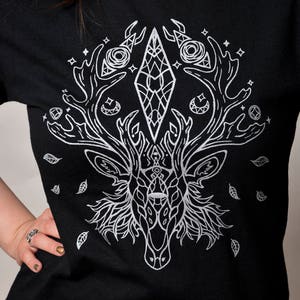 Silver Stag Spirit Geometric Screen Printed Tee