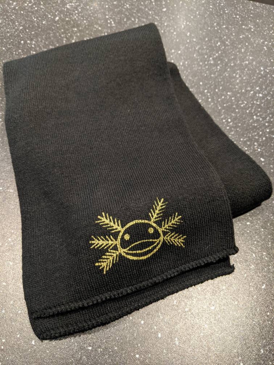 Golden Axolotl Minimalist Black Scarf Etsy