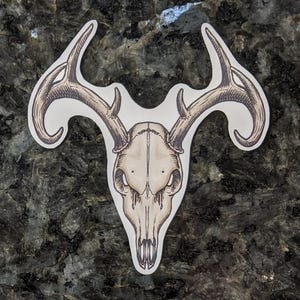 Adesivo de vinil laminado com caveira de veado e veado