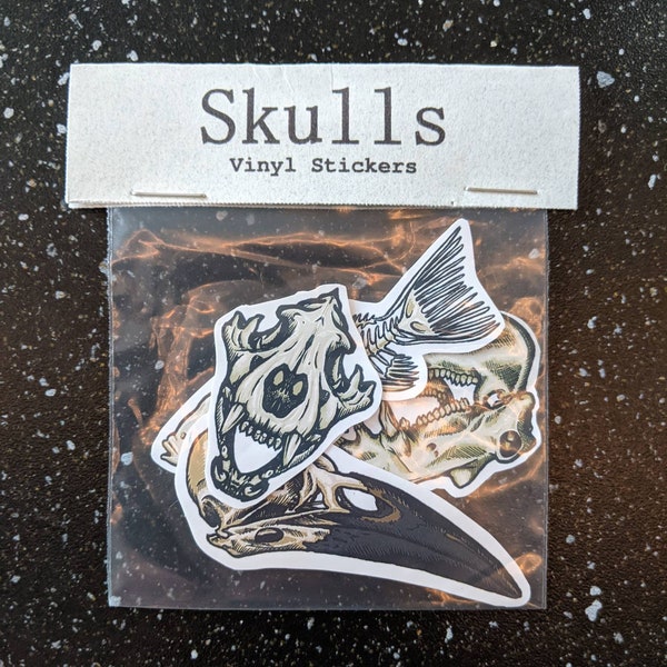 Animal Skull Sticker Pack 2 | Four matte vinyl stickers