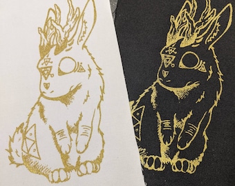 Parche de tela de Lil Jackalope, 11,4 x 19,1 cm, dorado metálico