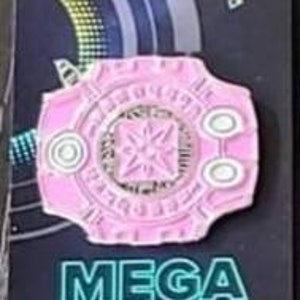 May include: Pink enamel pin with a white outline and a silver star in the center. The pin features the text "MEGA BITEZ" in white letters below the design.