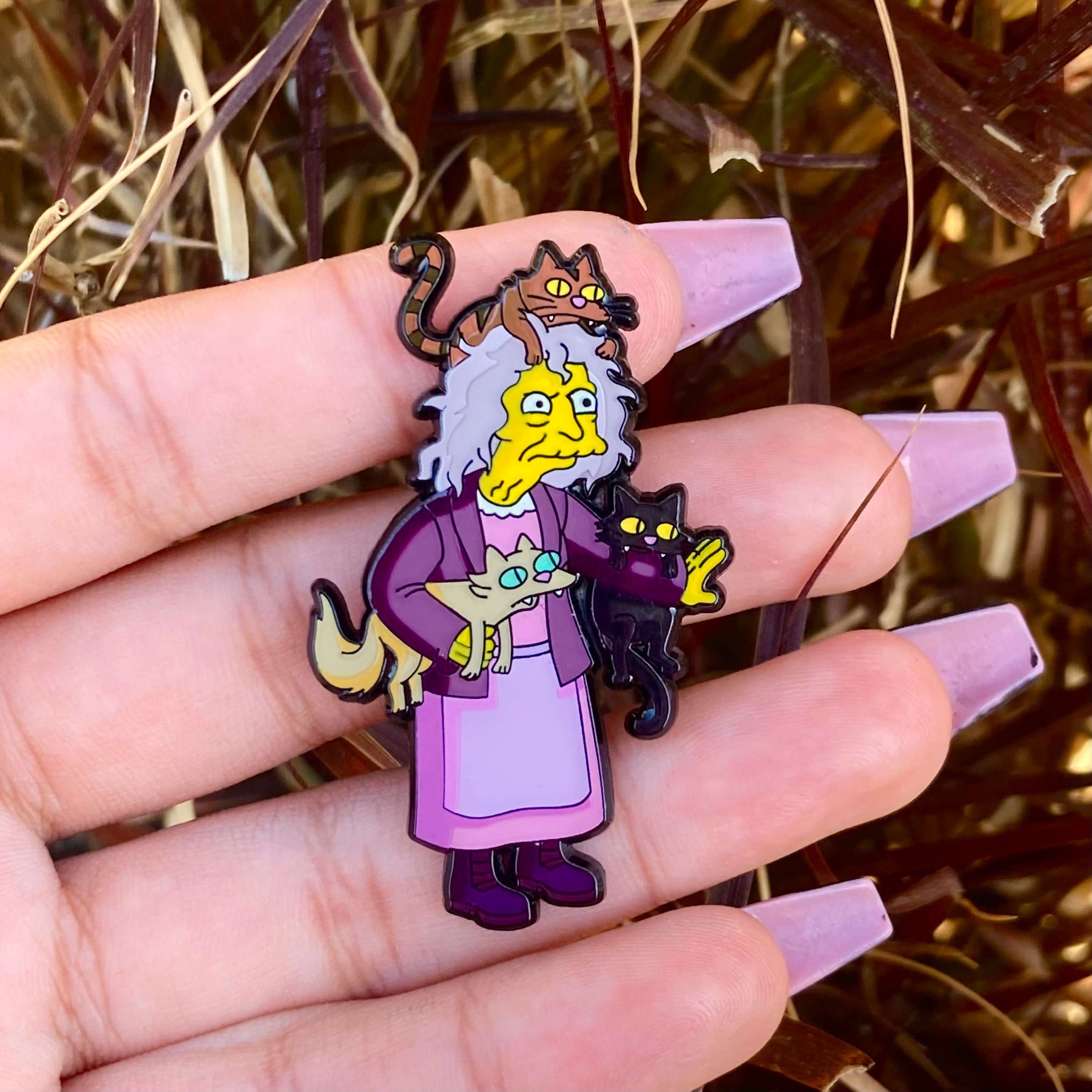 The Simpsons Crazy Cat Lady Enamel Pin Etsy