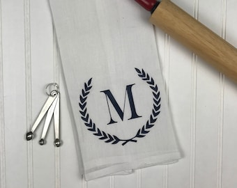 Monogram Tea towels, Christmas Gift, hostess gifts, wedding gift, housewarming gift, gifts under 10, personalized gift, kitchen towel