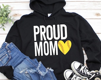 Sweat-shirt pour maman de softball, sweat-shirt à capuche de softball, sweat-shirt de softball, chemise pour maman, chemise pour maman de softball, chemise de softball, chemise pour maman fière