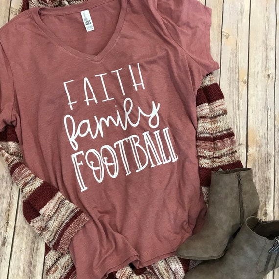 Faith Family Football Mauve VNeck Shirt Football Shirts | Etsy