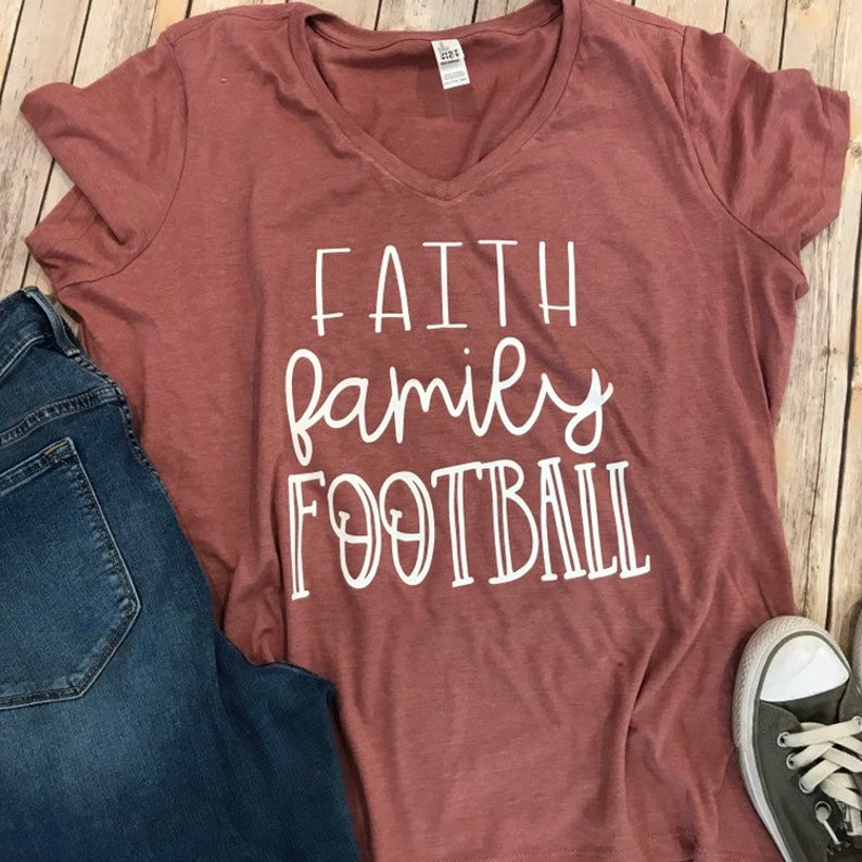 Faith Family Football Mauve Vneck Shirt Football Shirts - Etsy