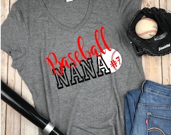 Camiseta de béisbol para abuela, camiseta para abuela beisbolera, camisetas para mamás, camiseta estampada, camiseta de béisbol para abuela, camiseta de béisbol, regalo para el Día de la Madre