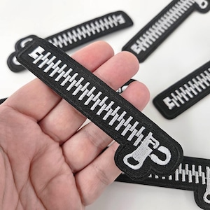 large zip patch zippers applique black white iron on patches 11 cm