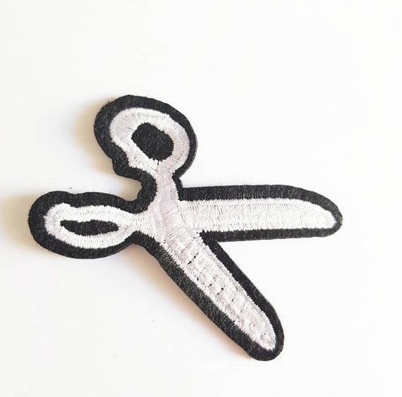 Large Scissors Iron on Sew on Embroidered Patch Appliqués Badge 