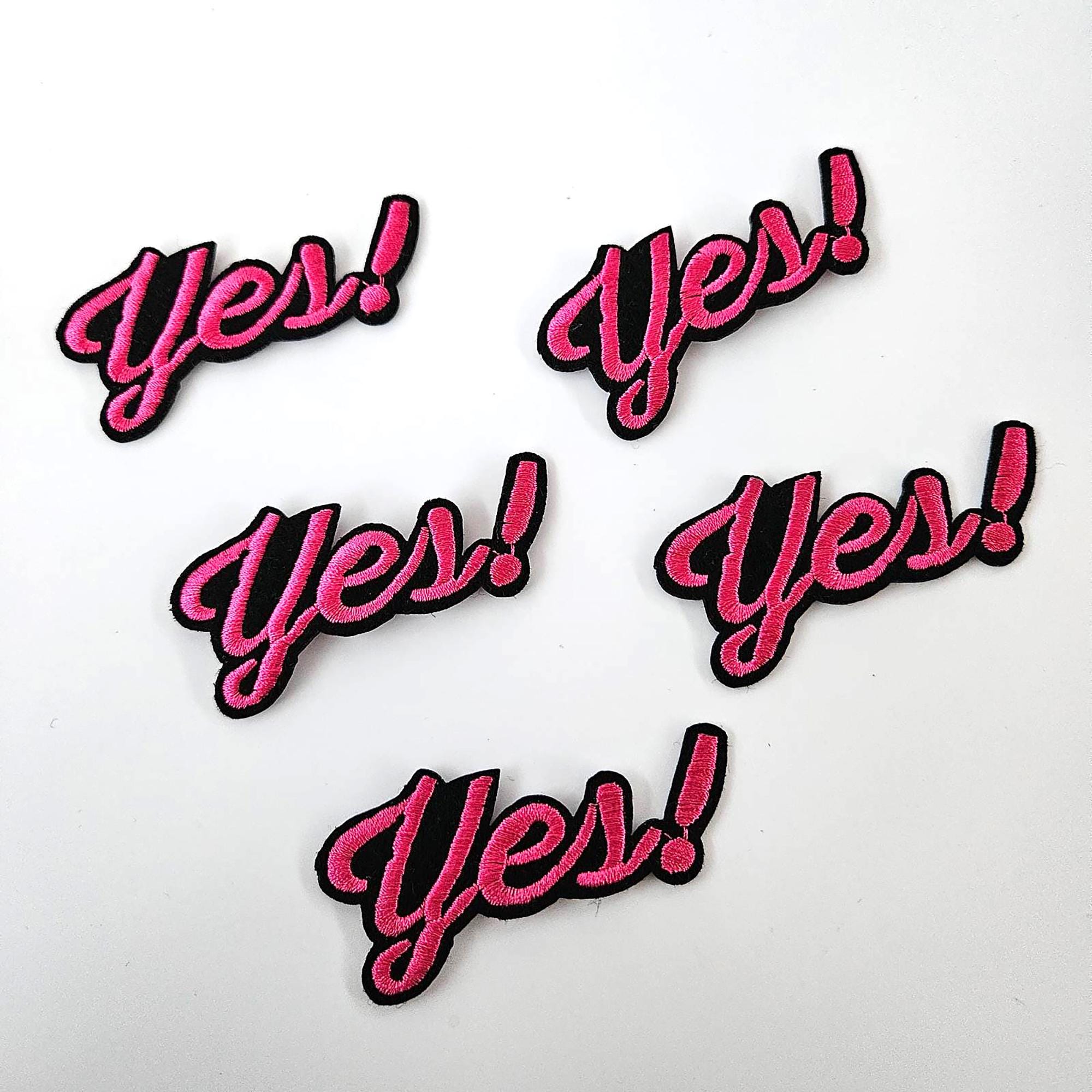 Pink YES Patch X2 - Girl Power Letter Typography Iron On, Yes Word ...