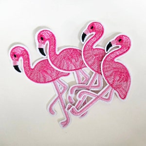 Large patch Pink Flamingo Patch 10 cm Big Iron on Patches Embroidery Exotic Bird Applique Summer 4 Flamigo