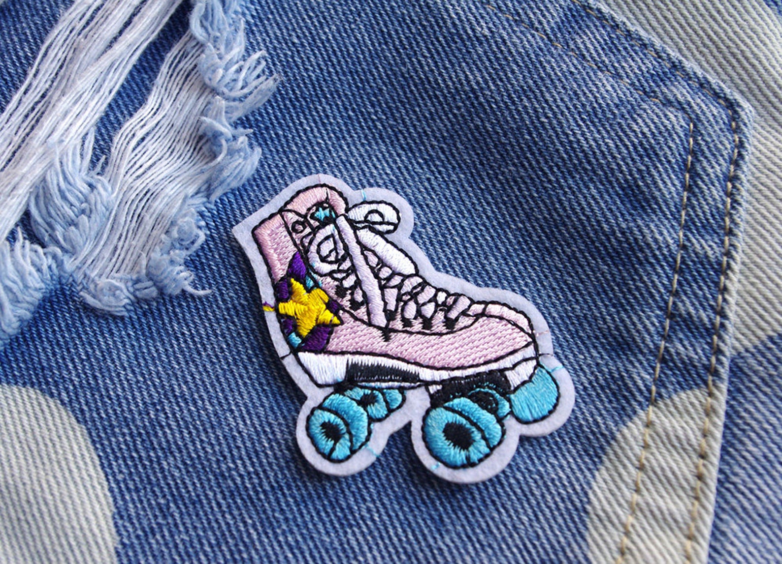 Roller Derby Patch Roller Skate Iron on Patch Skating Embroidered