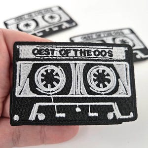 Audio tape patch DJ vintage 90s record junkie applique music lover LP EP