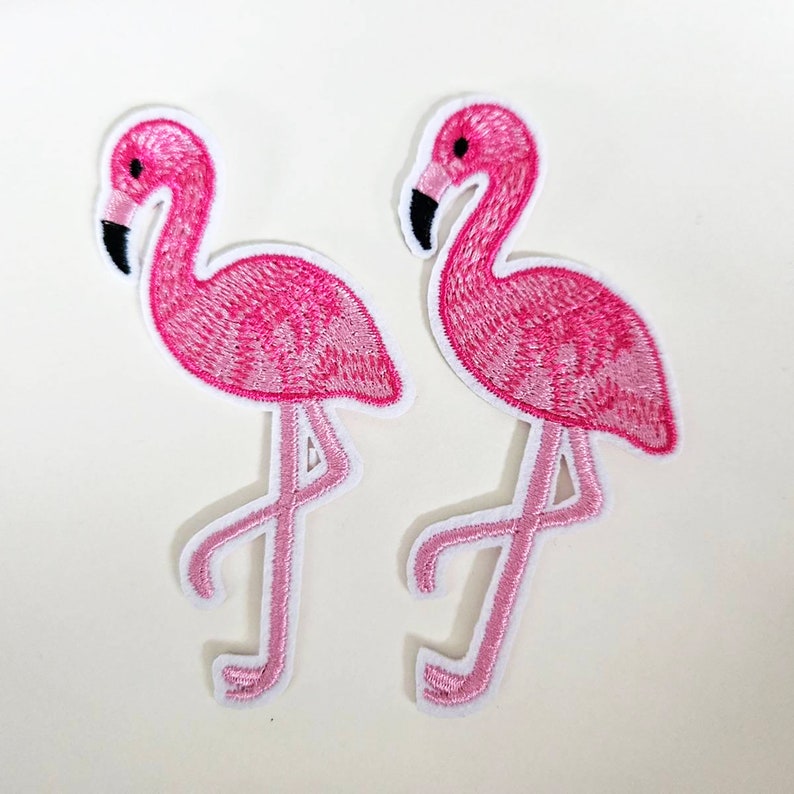 Large patch Pink Flamingo Patch 10 cm Big Iron on Patches Embroidery Exotic Bird Applique Summer 2 Flamigo