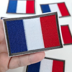 French Flag patch Patriotic Applique France lover Blue White Red - 7 x 5cm