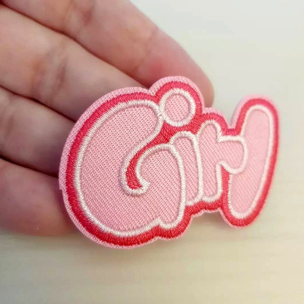 Patch Girl Rose - écusson écriture cursive, applique badge girly fille fillette - au choix