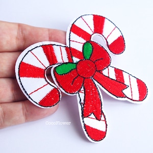 Christmas candy cane patch sugar canes iron on Xmas gift Kids DIY Ugly Sweater patches Stocking stuffer Advent calendar 24 25 December
