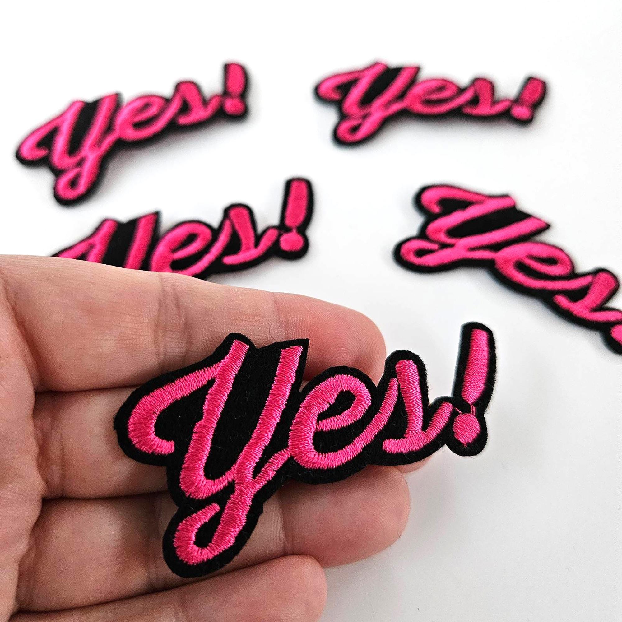 Pink YES Patch X2 - Girl Power Letter Typography Iron On, Yes Word ...