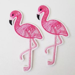 Large patch Pink Flamingo Patch 10 cm Big Iron on Patches Embroidery Exotic Bird Applique Summer image 6