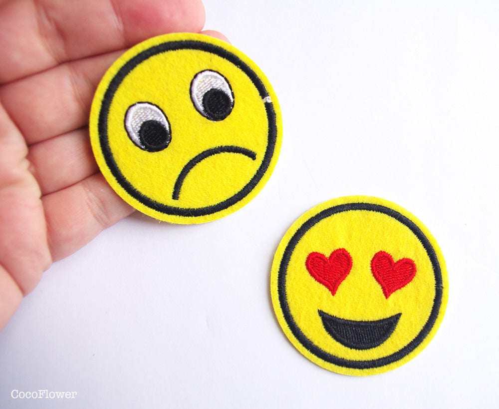 Emoticone Applique Emoji Ecusson Patch Smiley Contrarie Et Etsy