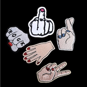 Women Hands patch x5, Woman Hand iron on Body part Girl applique Feminist patches