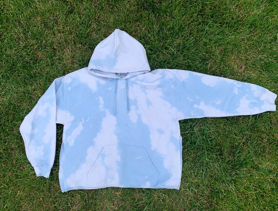 Light Blue Bleached Cropped Hoodie | Etsy