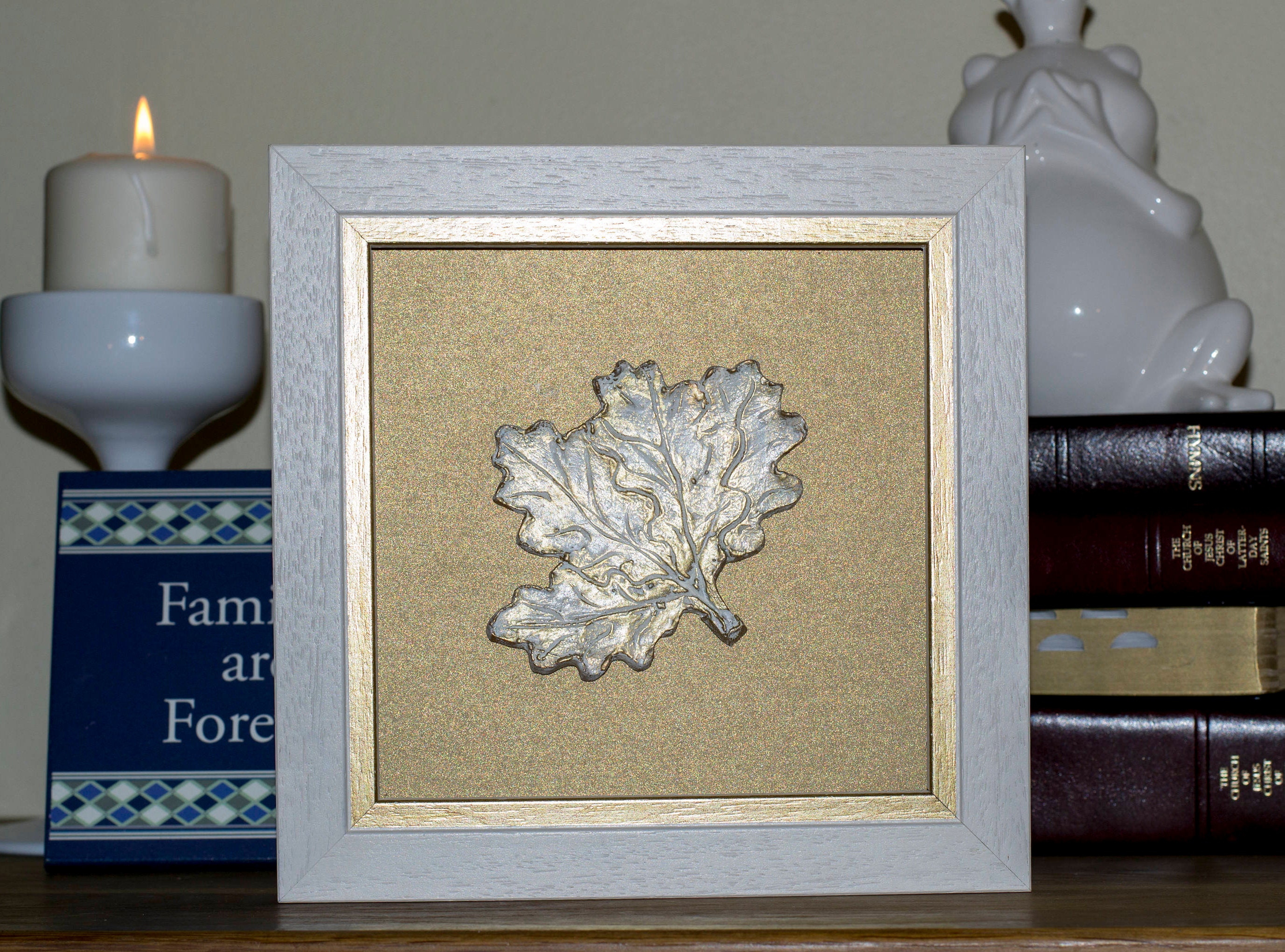Framed art nature theme leaves  wall