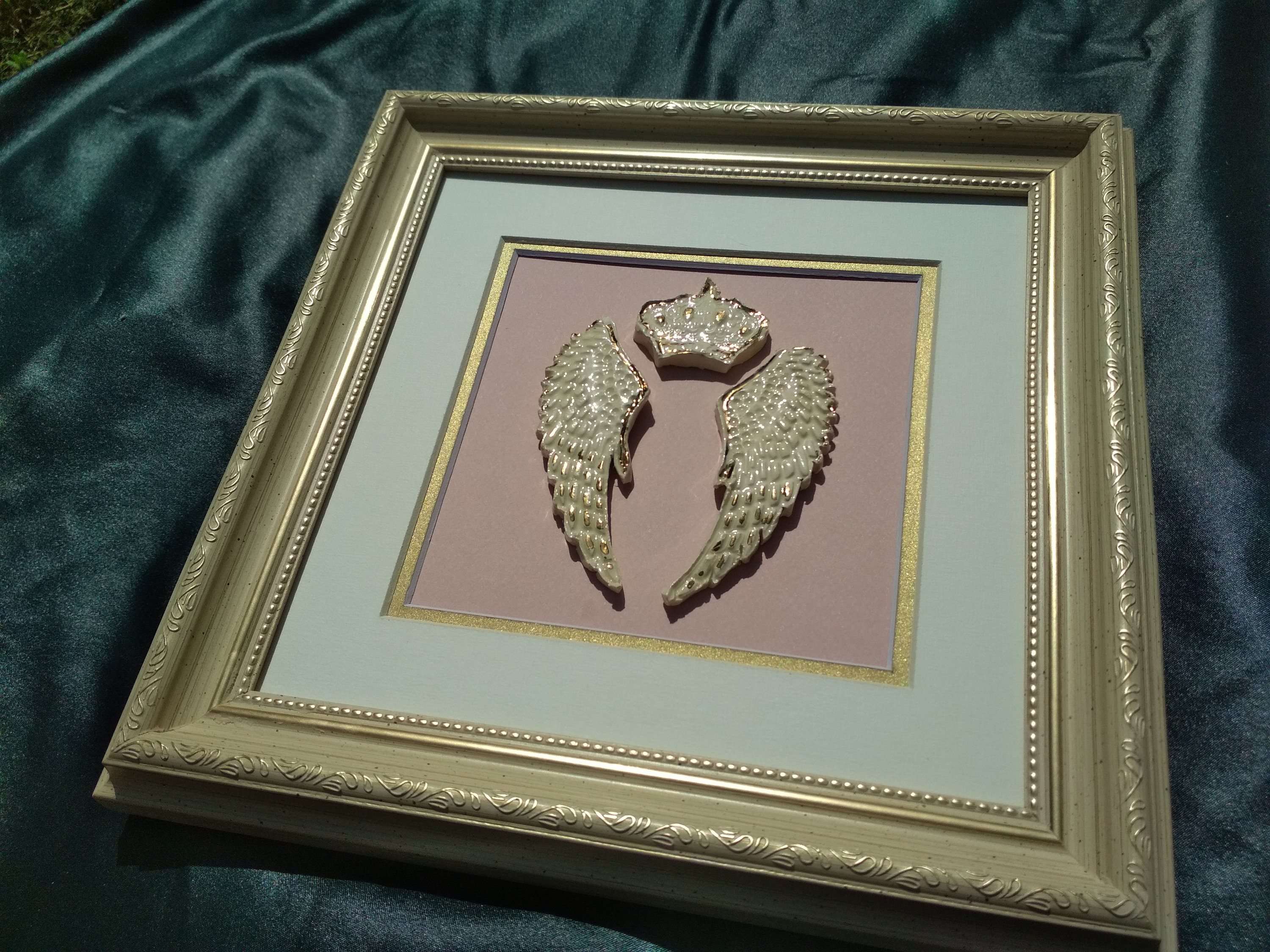 Ceramic angel wings picture frame art Wall Décor Home & Living