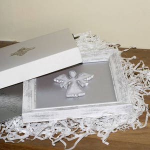 Silver angel wall hanging framed 3d art decor