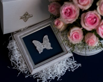 Framed butterfly blue 3d hanging art