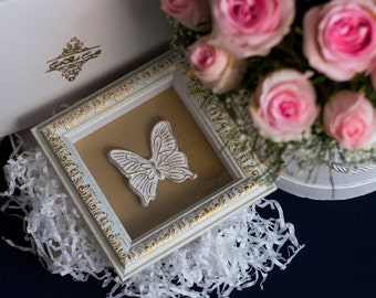 3d artwork white butterfly frame picture