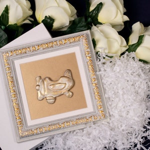 Boy airplane picture gold nursery art