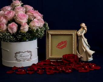 Labios rojos beso decoración arte romántico