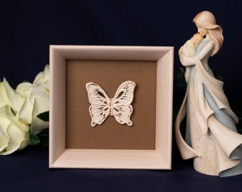 Escultura artística de mariposa de cerámica con marco 3D