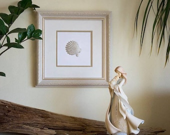 White shell frame bathroom decor beach cottage