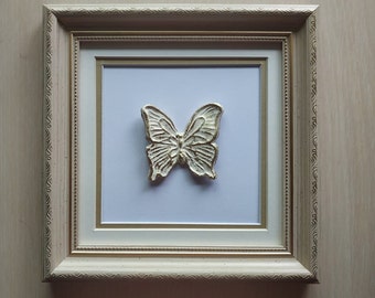 Butterfly 3d white gold frame decor