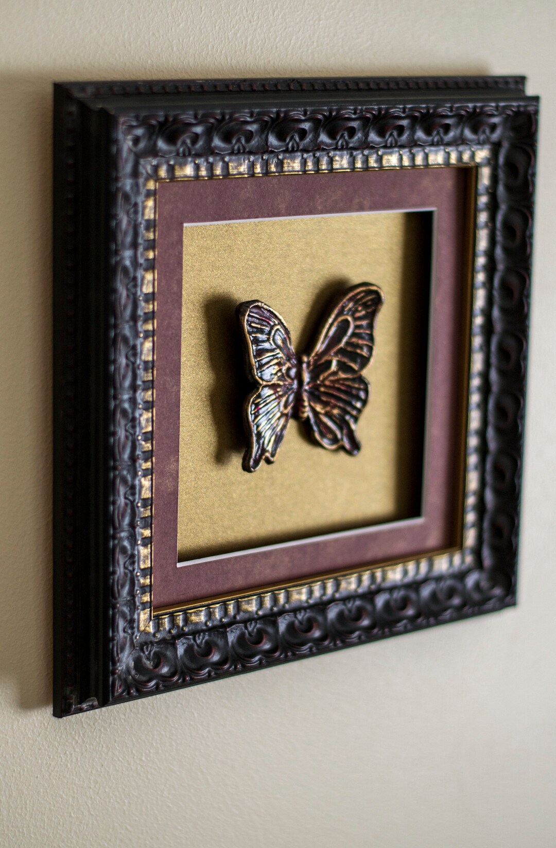 Burgundy Butterfly Frame 3d Wall Art Decor - Etsy