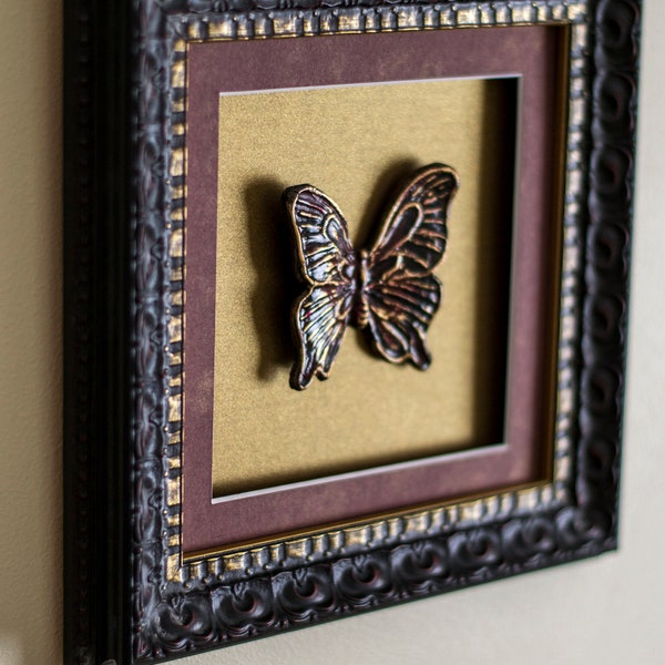 Burgundy butterfly frame 3d wall art decor