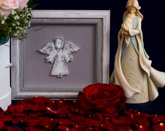 Silver picture framed guardian angel decor