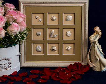 Nautical set coastal art shell artwork