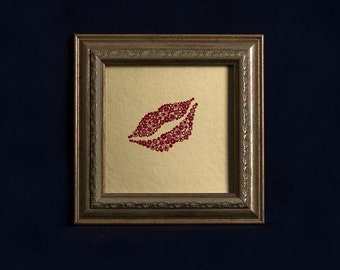 Red lips kiss decor art romantic