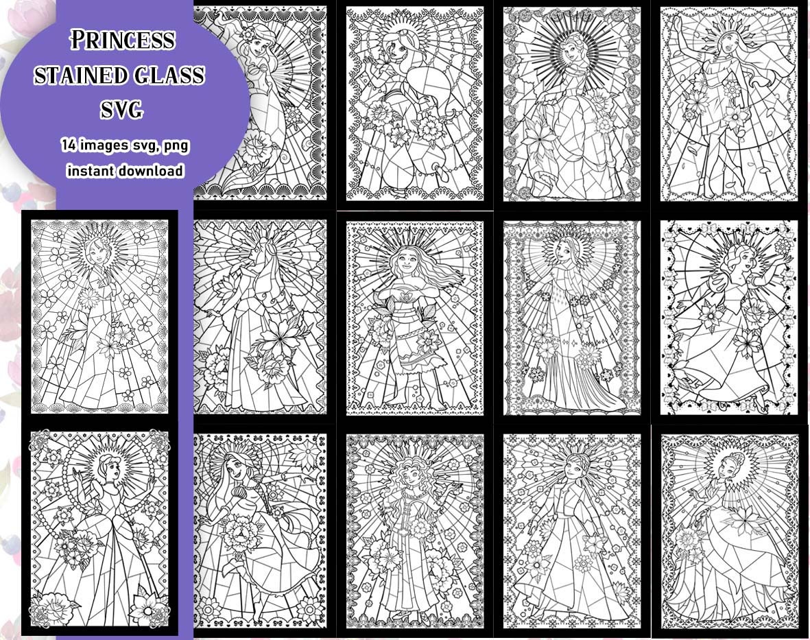 Princess Stained Glass SVG Instant Download Great for - Etsy