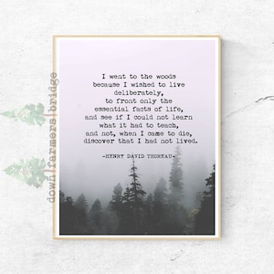Henry David Thoreau Digital Print, Thoreau Quote, Woodland Print, Literature Print, Motivational Print, Inspirational Quote