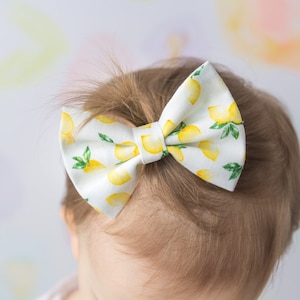 Lemon Mini Classic Bow / Nylon Headband / Clip / Fruit / Lemonade / Summer / Yellow / Baby / Toddler / Girl / Accessories / Citrus