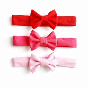 Valentine’s Day Sweetheart Stretch Bows / Newborn / Small / Baby Pink / Bright Pink  / Red /