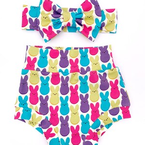 Peeps Bummie Set / Easter Bummie Set /  Easter Bummies Outfit / Easter Bummies for Baby Girl / Easter Bummies and Bow / Easter Outfit