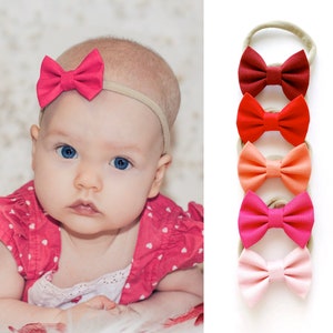 Valentine’s Day Newborn Bow Pack - Pink Baby Bows - Newborn Baby Bow Pack - 5 piece Bow Set - Bows For Babies - Baby Shower Gifts