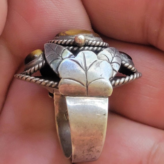 Vintage Mexican Sterling Silver Tiger Eye Poison … - image 3