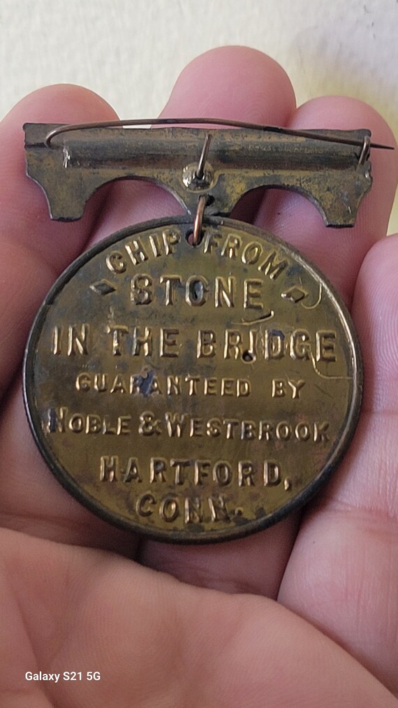 Antique Hartford Bridge Restoration Bronze Medal Pin … - Gem
